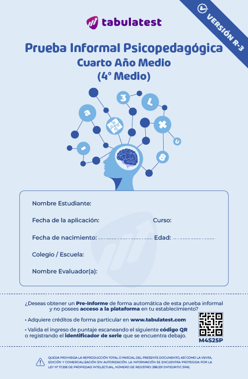 Prueba 4º Medio Psicopedagógica